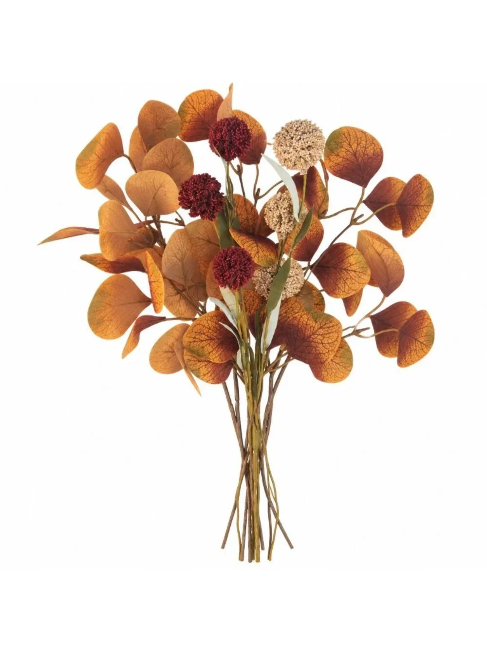 Fall Eucalyptus Stems with Billy Balls, 10 Stem Faux Floral Filler, Autumn Wreat